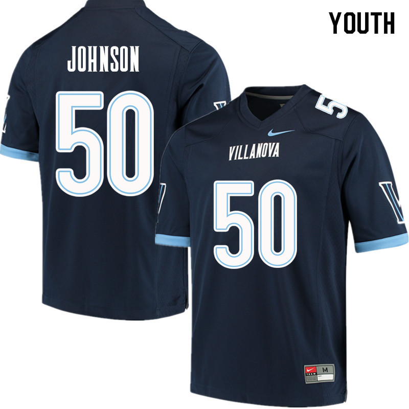 Youth #50 Jafonta Johnson Villanova Wildcats College Football Jerseys Sale-Navy